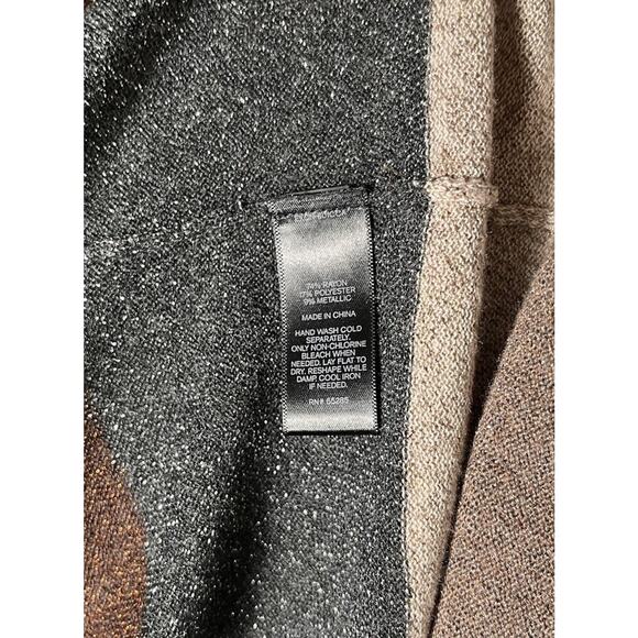 Express Women’s Medium Metallic Stripe Knit Top Scoop Neck Button Back Glitter - Picture 8 of 10